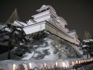会津若松幕末史跡真冬の積雪の鶴ヶ城